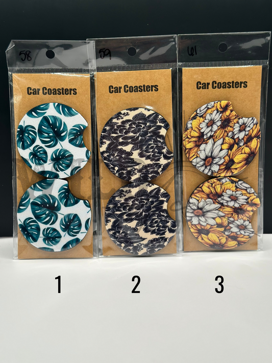 FLORAL CAR COASTERS